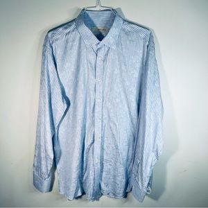 Luxury Equilibrio mens light blue floral dress shirt XXL